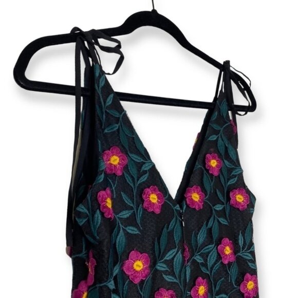 Dress the Population Sunny Floral Maxi Dress black pink teal flowers appliqué S - Picture 6 of 13
